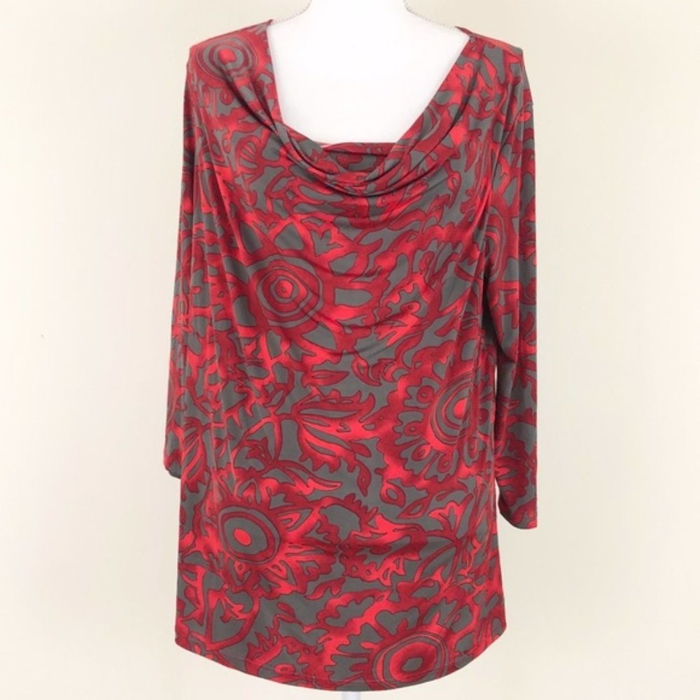 Clara Sun Woo 3/4 Sleeve Drape Neck Top Size 1X